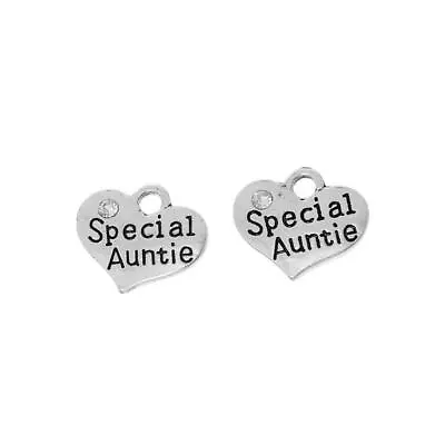 5 X Special Auntie Love Heart Charms Jewellery Making Pendants Tibetan Silver • £2.59