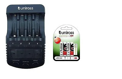 UNiROSS ULTIMATE INTELLIGENT SMART Charger AA AAA+ 4 X AAA Hybrio 800 Bats • £31.29