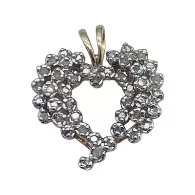 Vintage Sterling Silver (Gold Plated) .925 Diamond Heart Pendant • $29.99