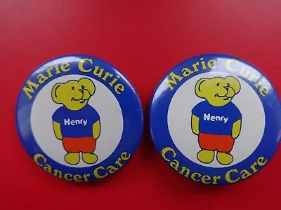 Marie Curie Cancer Care Vintage Henry Pin Badge X 2 VGC • £4