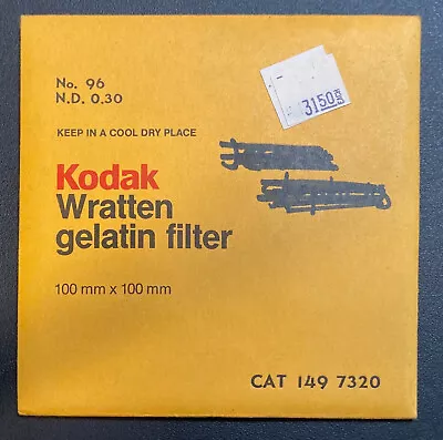 $26.25 • Buy KODAK Wratten Gelatin FILTER NO. No. 96 N.D. 0.30 4  Or 100mm Square