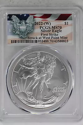 2022 (W) American Silver Eagle First Strike PCGS MS 70 Flag Label • $37