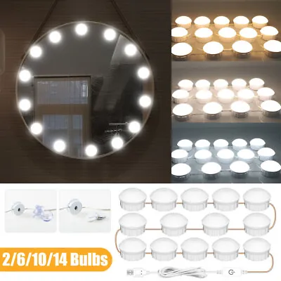 2-14 Bulbs Make Up Mirror Lights LED Kit Style LED Vanity Mirror Lamp Home Decor • £8.51