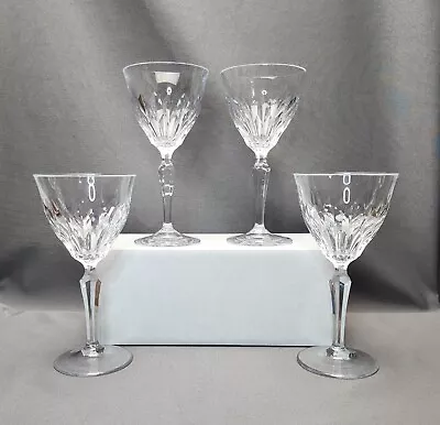 Vintage Josair Edith Crystal Large Claret Wine Glass Goblet Set 4 Glasses Signed • $45