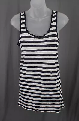 Majestic Paris Women's White Navy Striped Scoop Neck Tank Top Size 1 • $21.24