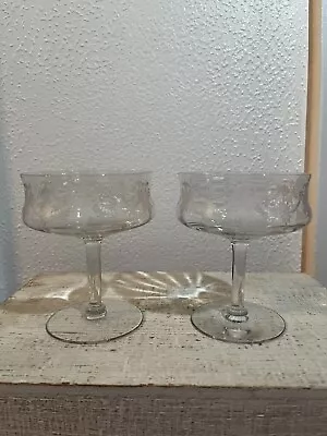 Vintage! Set Of 2 Morgantown Richmond Cut #7589 Stem Champagne/ Sherbet Glasses • $18