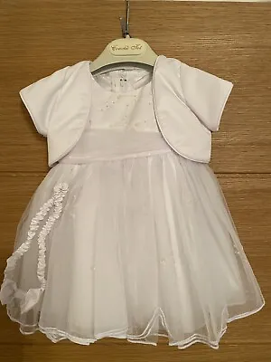 Couche Tot Baby 0-6 Months White Occasion Dress New With Bolero And Headband • £25