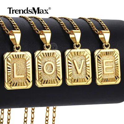 26 Letters Gold Filled A-Z Pendant Necklace 18+2  Extra Link Figaro Chain Gift • $7.99