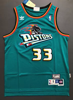 Retro Grant Hill #33 Detroit Pistons Basketball Jerseys Stitched Green*- • £19.89