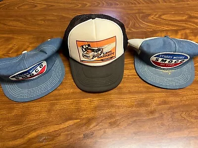 Men Used Vintage Lot Of 3 Snapbakc Hats K Products Denim Oil Levi Garrett Racing • $7.50