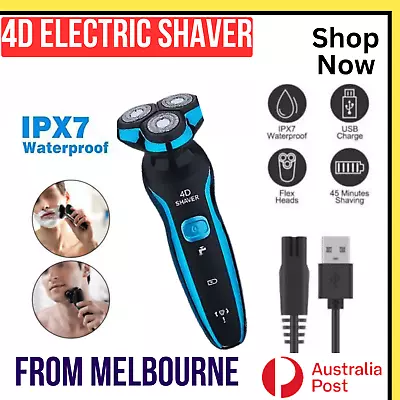 4D 3 Heads Razor Beard Trimmer Men's Clipper Electric Shaver Cordless USB Charge • $26.52