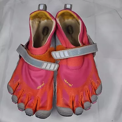 Vibram FiveFingers Shoes W343 Pink Orange Gray Women 41 Barefoot Running Sneaker • $19.99