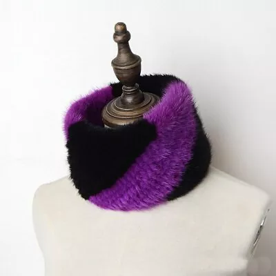 Women Winter Elastic Real Mink Fur Scarf Knitted Headbands Ring Scarves Mufflers • $30.39