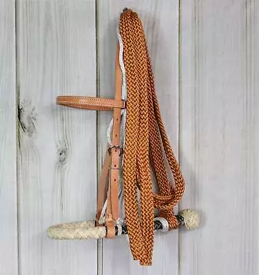 Cowboy Braided Bosal Breaking Hackamore Brown Reins • $117