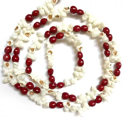 5.5' Strung Popcorn & Cranberries Christmas Garland Vintage Blow Mold Country E • $7.99