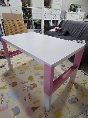 IKEA PAHL Study Desk/White With Pink/Used/Growing Child/58cm X 96cm • $0.99