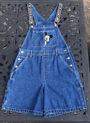 $45 • Buy Mickey Unlimited VTG Jerry Leigh Disney Womens Blue Denim Overall Shorts Sz M