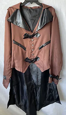 Steampunk Gothic Victorian Stage Wear Jacket Tail Coat Lace Sleeve Tail Brown • $11.21