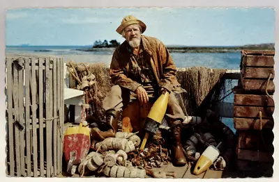 The Old Salt Along The New England Coast Lobster Man Traps Vintage Postcard • $2.65