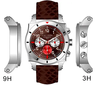 Cavadini Men's Watch Designer Chronograph Timor Stainless Steel CV-1010 Braun • $158.24