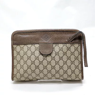 Vintage Gucci Clutch Bag  Brown PVC 1625081 • $4.25