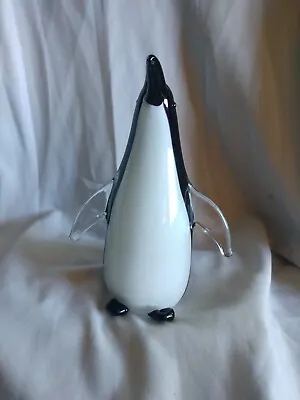 Vintage Murano Style Blown Glass Solid Penguin  6.5  Tall Used • $44.99