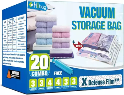 HIBAG Vacuum Storage Bags Space Saver Seal 20-COMBO Clear  • $33.95