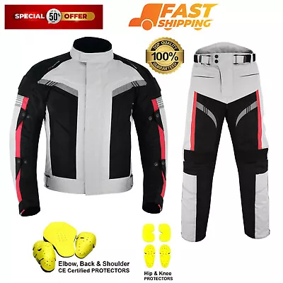 Motorbike Motorcycle Waterproof Suit Cordura Textile Jacket With Trouser Armour • $107.36