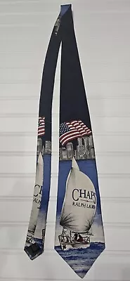 Chaps Ralph Lauren Tie Sailing Yacht USA Flag Vintage Nautical 100% Silk Necktie • $16.99