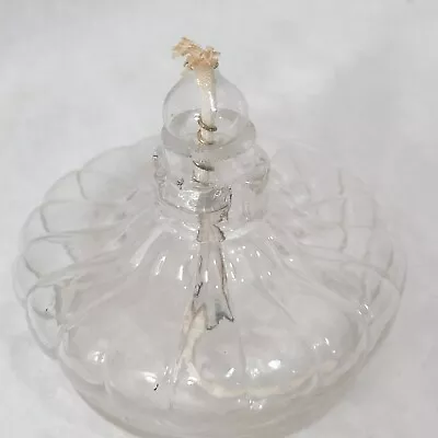 Antique VTG Mini Oil Light GLOW NIGHT LAMP Clear Glass Base Wick • $25.99