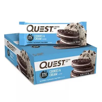 12pc Quest 60g Healthy Treat Bars Weight Management Diet Snacks Cookies & Cream • $54