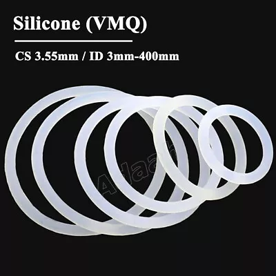 O-Rings CS 3.55mm Food Grade Silicone O Ring Sealing Washer Gasket ID 3mm-400mm • $2.15