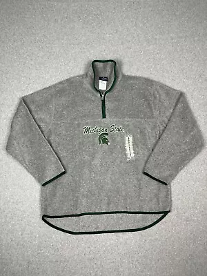 Michigan State Unv Sweater Womens L Gray 1/4 Zip Pullover NCAA Spartans • $28.89