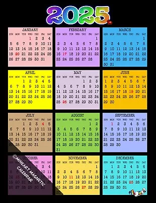 2025 - 12 Month MiHeart Magnetic Refrigerator Calendar 8.5 X11  • $11.40