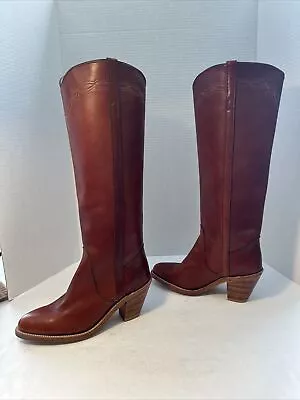 Auth Frye Vintage Womens 6 M Tall Brown Leather Pull On Boots 3NI3737 LKNU BB1 • $134.87