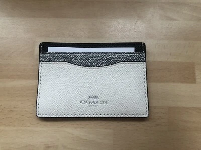 £20 • Buy Coach Metallic Silver / Cream / Black Leather Credit Card Holder - NEW