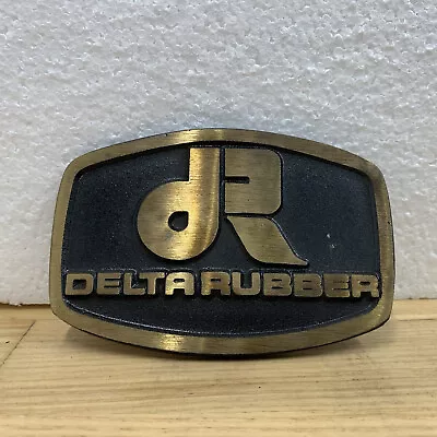 Vintage Solid Brass Delta Rubber Belt Buckle NOS 1970s DynaBuckle Hipster Cool • $14.80