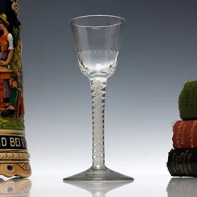 Ribbed 18th Century Opaque Twist Wine Glass C1760 • £220