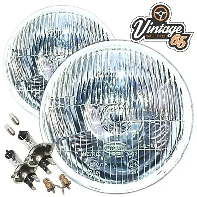 Classic Car 7  LHD Domed Lens Halogen Headlight Headlamp Conversion Bulb & Pilot • $84.20