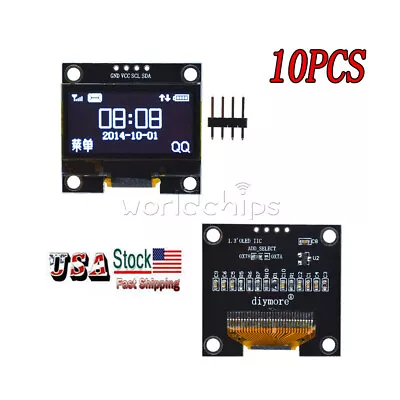 10PCS 1.3  White OLED LCD Display Module IIC I2C Interface 128x64 For Arduino US • $45.19