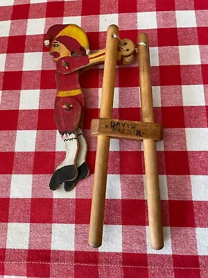 Vintage Folk Art Wood Spinning Jester Toy • $35