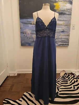 Vintage Maidenform Dreamwear Enkalure Nylon Navy Blue Nightgown LARGE • $24.99