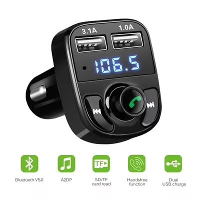 Car Bluetooth Wireless FM Transmitter 2 USB Charger MP3 Player Handsfree Kit • £6.89