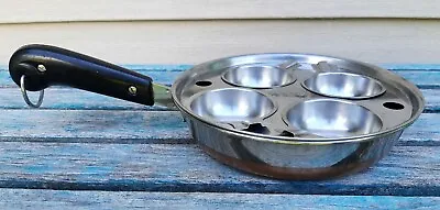 Revere Ware 4 Cup Egg Poacher In 8  Fry Pan Skillet Lid Stainless Copper Vintage • $53.97