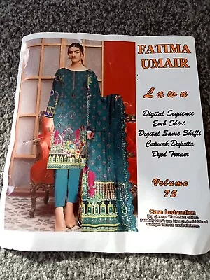 Fatima Umair 3 Piece Unstitched Lawn Suit Pakistani Indian  • £14.99