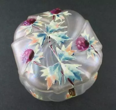 Antique WAVE CREST - *rare* CRYSTAL Trinket BOX -  Hp Purple THISTLES • $165