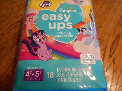 PAMPERS EASY UPS TRAINING UNDERWEAR 4T-5T 37+ Lb Jumbo Pack 18ct MY LITTLE PONY • $21.50