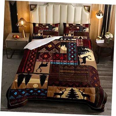 Deer Moose Bear Comforter SetBoho Aztec Comforter Western Rustic Twin Color 15 • $73.58