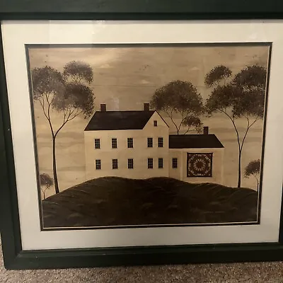 Warren Kimble Folk Art House Quilt Print 24”x 22” Framed Picture • $80