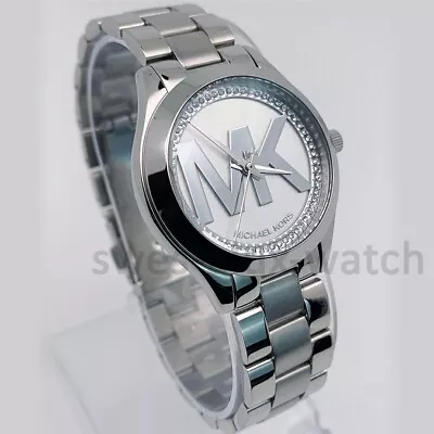 MICHAEL KORS MK3548 Mini Runway Women's Watch Silver MK Logo Dial Analog Fashion • $111